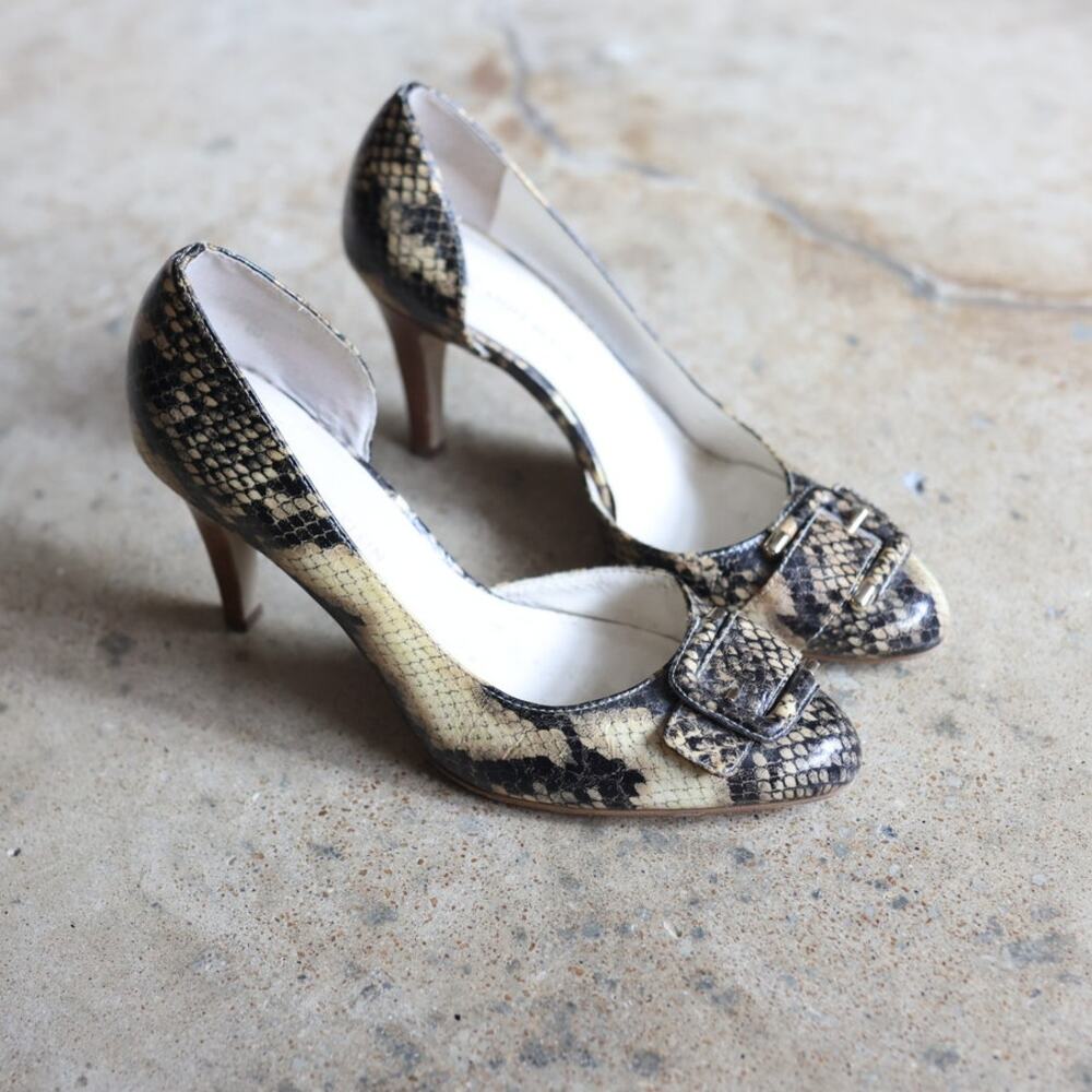 Vintage Anne Klein Snakeskin Buckle Pumps Size 6M Y2K Retro Heels